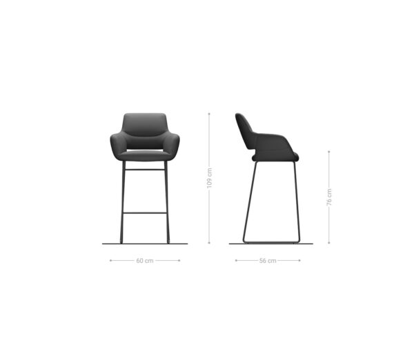 Barová stolička Yago-Flex zmiešané materiály mikrovlákno tmavobéžová / bouclé tmavobéžová tenká kovová podstava vrecková pružina - Image 6
