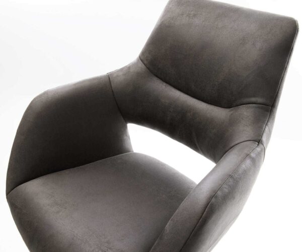 Barová stolička Yago-Flex mikrovlákno antracitová vintage tenká podstava kov čierna vrecková pružina - Image 4