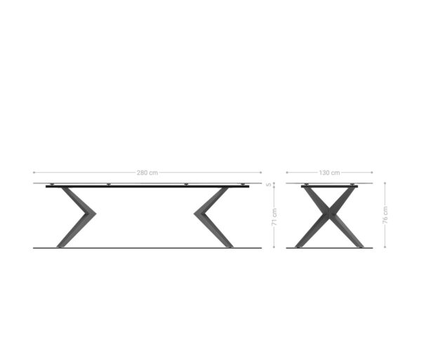 Jedálenský stôl Edge oválny 280x130 keramika Minas Melange bielo-béžová Zenthara hranatý kov čierna - Image 8