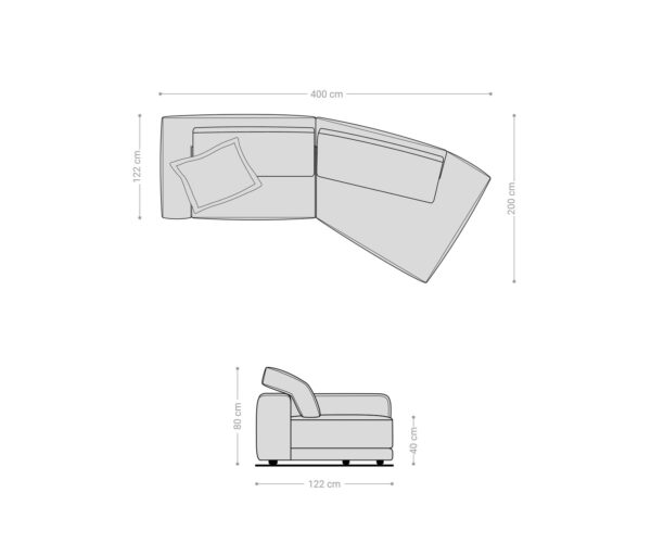 Veľká pohovka Snoosh 400x150 cm mikrovlákno taupe vintage rozkladacia pravá strana - Image 9
