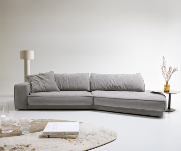 Veľká pohovka Snoosh 400x150 cm štruktúrovaná látka mäkká sivá ležadlo pravá - Image 4