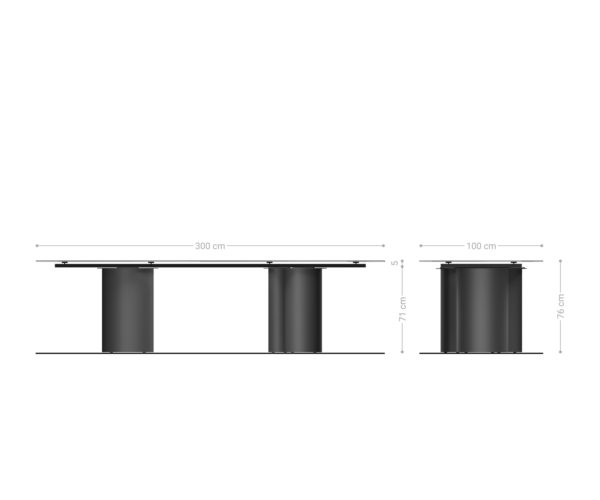 Jedálenský stôl Edge 300x100 keramická doska Laminam? Emperador Extra Lucidato tmavohnedá Pilier nerezová oceľ grafitová - Image 8