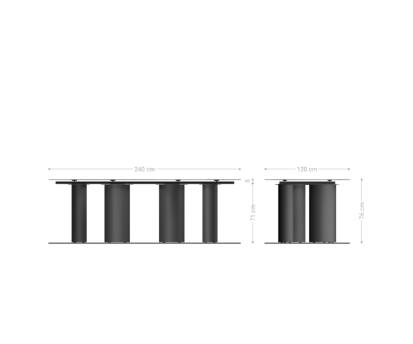 Jedálenský stôl Edge lodný tvar 240x120 keramický Laminam? Emperador Extra Lucidato tmavohnedý Pilier nerezová oceľ grafitová - Image 7