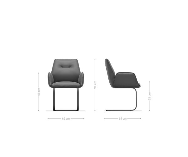 Jedálenská stolička Zoa-Flex zmiešané materiály taupe konzolový rám s plochým efektom titanový - Image 6