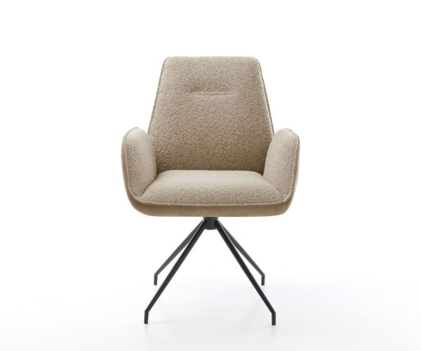 Jedálenská stolička Zoa-Flex z miešaných materiálov taupe, krížový rám, kužeľový, čierny, otočný o 180° - Image 2