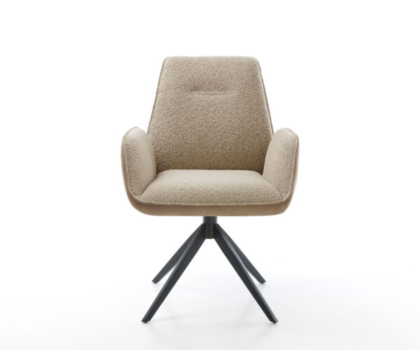 Jedálenská stolička Zoa-Flex mix materiálov taupe krížový rám široký čierny 360° otočný - Image 2