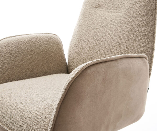 Jedálenská stolička Zoa-Flex kombinované materiály taupe, krížová základňa z nehrdzavejúcej ocele, otočné o 360° - Image 4