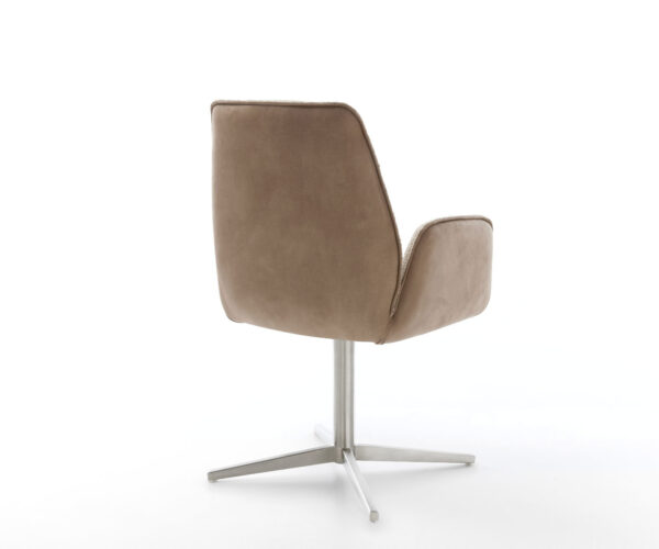 Jedálenská stolička Zoa-Flex kombinované materiály taupe, krížová základňa z nehrdzavejúcej ocele, otočné o 360° - Image 5