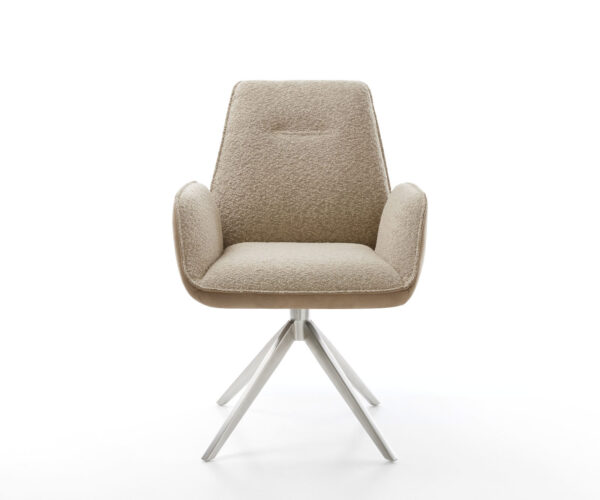 Jedálenská stolička Zoa-Flex zmiešané materiály taupe krížový rám široký nehrdzavejúca oceľ funkcia hojdania otočné o 360° - Image 2