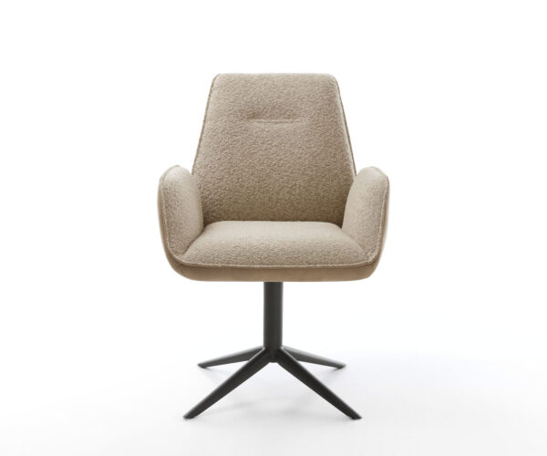 Jedálenská stolička Zoa-Flex kombinované materiály taupe, čierny krížový podstavec, funkcia hojdania, otočné o 360° - Image 2
