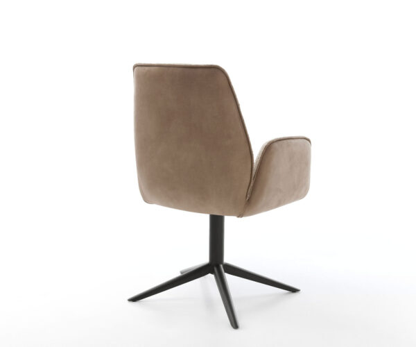 Jedálenská stolička Zoa-Flex kombinované materiály taupe, čierny krížový podstavec, funkcia hojdania, otočné o 360° - Image 5