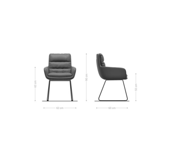 Jedálenská stolička Abelia-Flex s podrúčkami, kombinované materiály, taupe, kĺzavý rám z nehrdzavejúcej ocele - Image 6