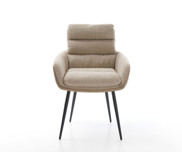 Jedálenská stolička Abelia-Flex s podrúčkami, kombinované materiály, taupe, 4 kužele nohy, čierne - Image 2
