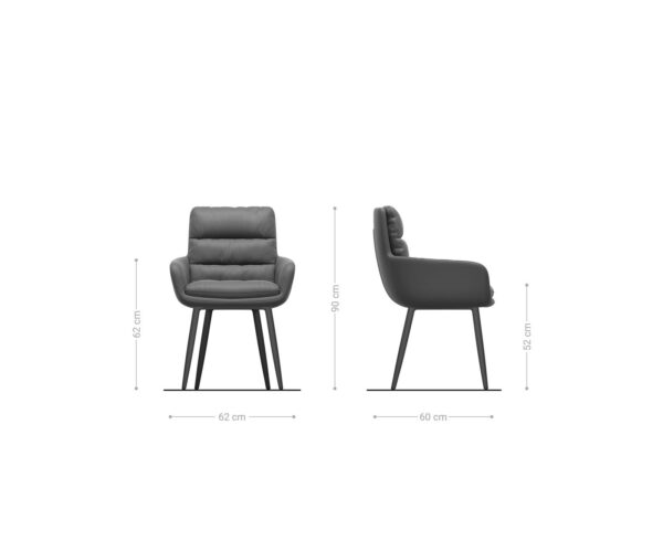 Jedálenská stolička Abelia-Flex s podrúčkami, kombinované materiály, taupe, 4 kužele nohy, čierne - Image 6