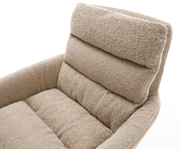 Jedálenská stolička Abelia-Flex s podrúčkami, kombinované materiály, taupe, krížový rám, kužeľové nerezové nohy, otočné o 180° - Image 4