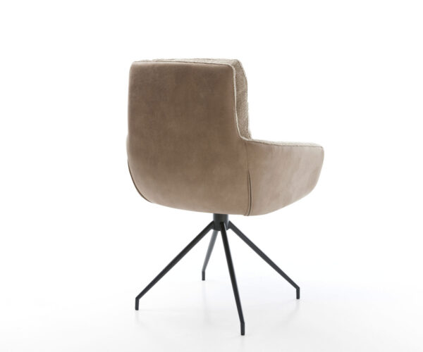 Jedálenská stolička Abelia-Flex s podrúčkami, kombinované materiály, taupe, krížový rám, kužeľové čierne, otočné o 180° - Image 5