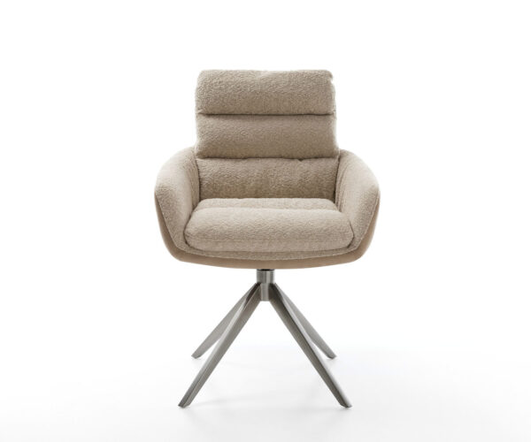 Jedálenská stolička Abelia-Flex zmiešané materiály taupe krížový rám široký grafit 360° otočné s hojdačkou - Image 2