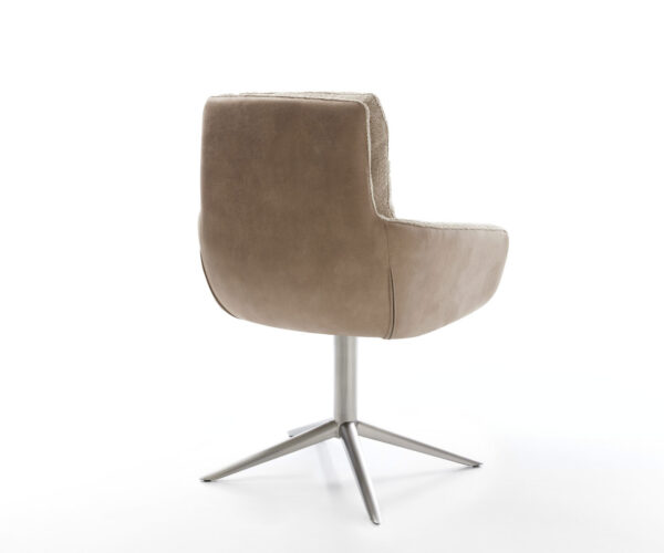 Jedálenská stolička Abelia-Flex s podrúčkami, kombinované materiály, taupe, krížová základňa z nehrdzavejúcej ocele, otočné o 360°, funkcia hojdania - Image 5