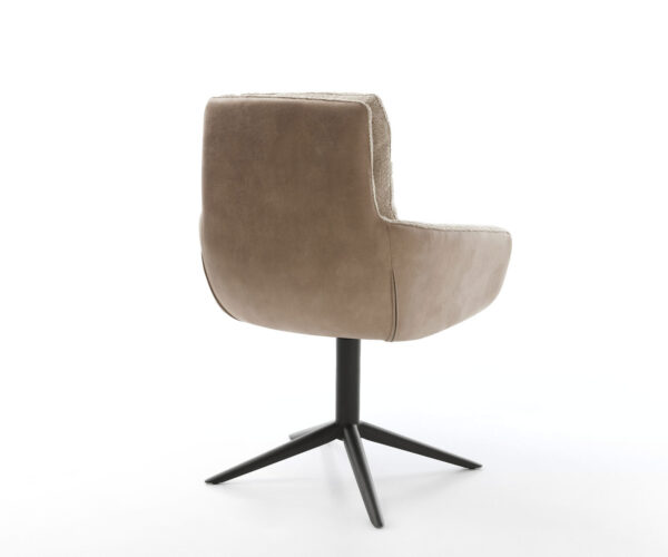 Jedálenská stolička Abelia-Flex s podrúčkami, kombinované materiály, taupe, krížová základňa, hojdacia funkcia, čierna, otočné o 360° - Image 5