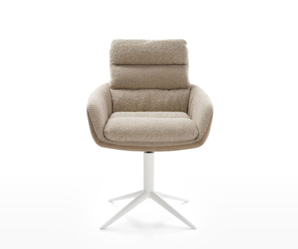 Jedálenská stolička Abelia-Flex zmiešané materiály taupe krížová základňa biela 360° otočné hojdačkové funkcie - Image 2