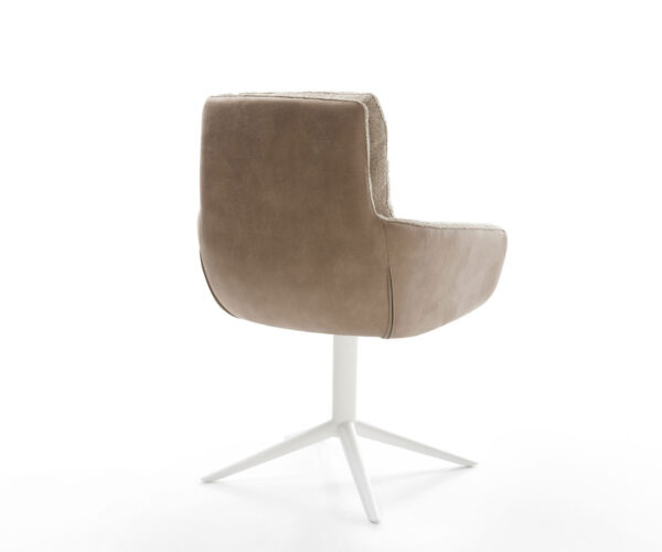 Jedálenská stolička Abelia-Flex zmiešané materiály taupe krížová základňa biela 360° otočné hojdačkové funkcie - Image 5