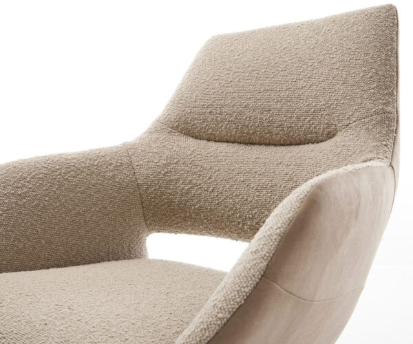 Jedálenská stolička Yago-Flex s podrúčkami, kombinované materiály, taupe, kĺzavý rám z nehrdzavejúcej ocele - Image 4