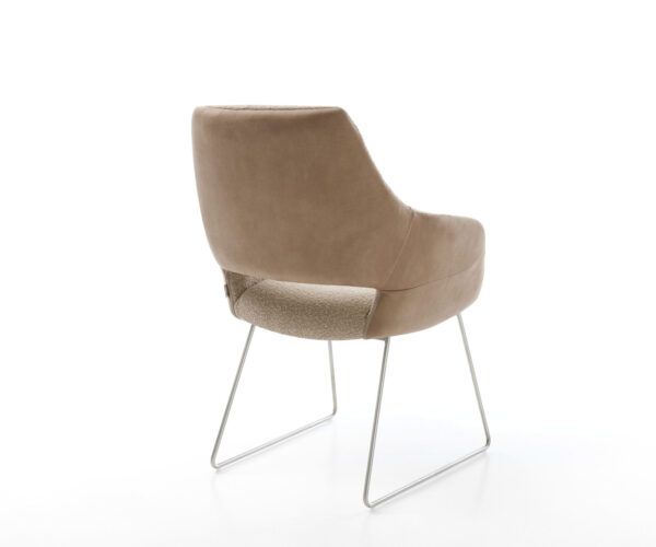 Jedálenská stolička Yago-Flex s podrúčkami, kombinované materiály, taupe, kĺzavý rám z nehrdzavejúcej ocele - Image 5