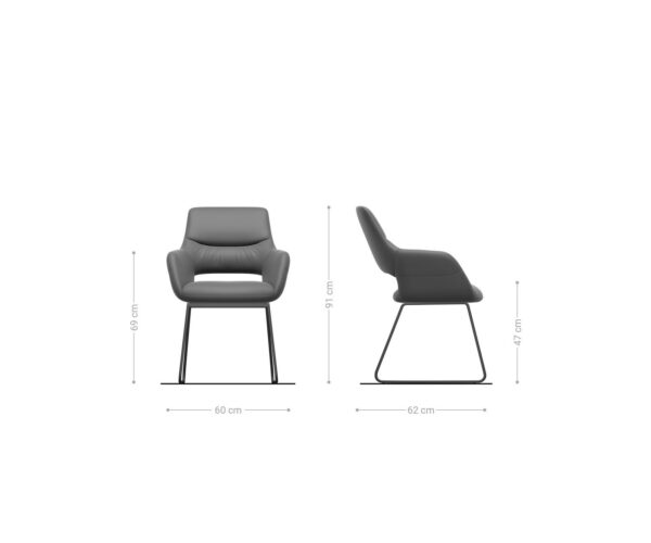 Jedálenská stolička Yago-Flex s podrúčkami, kombinované materiály, taupe, kĺzavý rám z nehrdzavejúcej ocele - Image 6