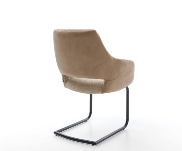 Jedálenská stolička Yago-Flex s opierkami na ruky, kombinované materiály, taupe, konzolová konštrukcia, okrúhle čierne - Image 5