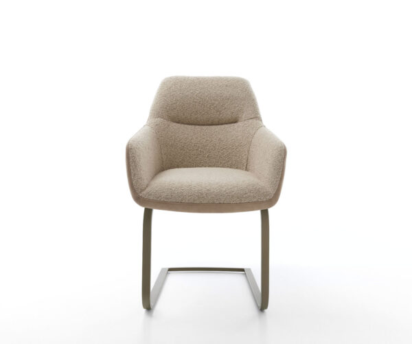 Jedálenská stolička Pejo-Flex zmiešané materiály taupe konzolový rám s plochým efektom titan - Image 2