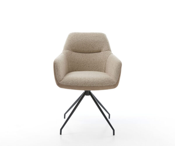 Jedálenská stolička Pejo-Flex zmiešané materiály taupe krížový rám kužeľový čierny 180° otočný - Image 2