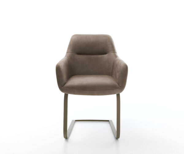 Jedálenská stolička Pejo-Flex s konzolovou konštrukciou, plochý efekt, titanová mikrovlákna taupe vintage - Image 2