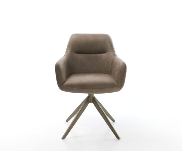 Jedálenská stolička Pejo-Flex krížový rám široký efekt úprava titán mikrofáza taupe vintage 360° otočné - Image 2