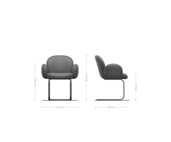 Jedálenská stolička Nube-Flex s podrúčkami, konzolová konštrukcia, matná čierna, chenille, hrdzavá, jadro s vreckovými pružinami - Image 6