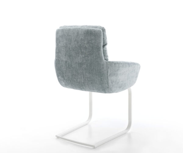 Jedálenská stolička Abelia-Flex s podrúčkami, chenille pastelovo modré, konzolová konštrukcia, matná biela - Image 5