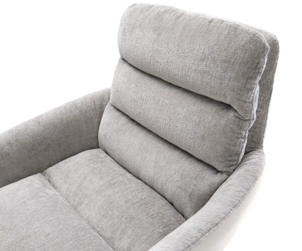 Jedálenská stolička Abelia-Flex zmiešané materiály pravá koža biela strieborná sivá konzolová plochá biela - Image 4