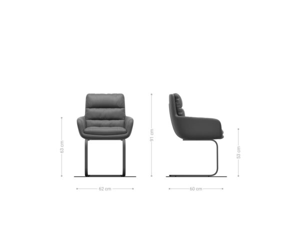 Jedálenská stolička Abelia-Flex zmiešané materiály pravá koža biela strieborná sivá konzolová plochá biela - Image 6