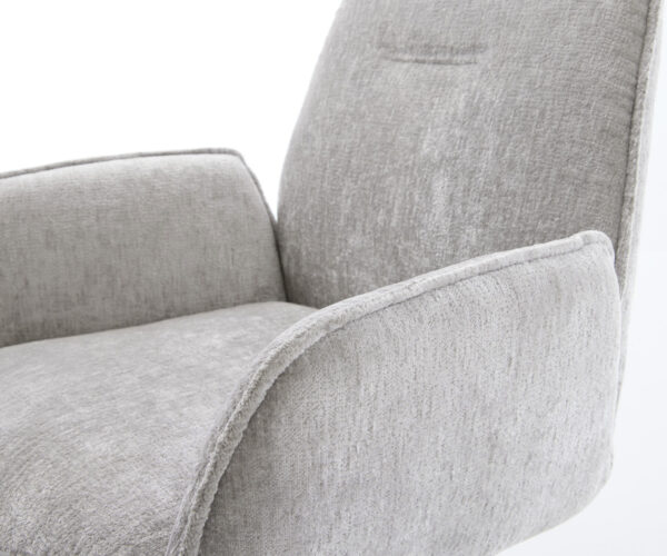Jedálenská stolička Zoa-Flex krížová konštrukcia kužeľová nehrdzavejúca oceľ chenille strieborno-sivá otočná o 180° - Image 4