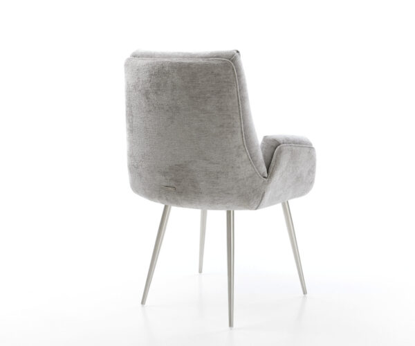 Jedálenská stolička Clea-Flex 4 nohy zúžené nerezová oceľ chenille strieborno-sivá - Image 5