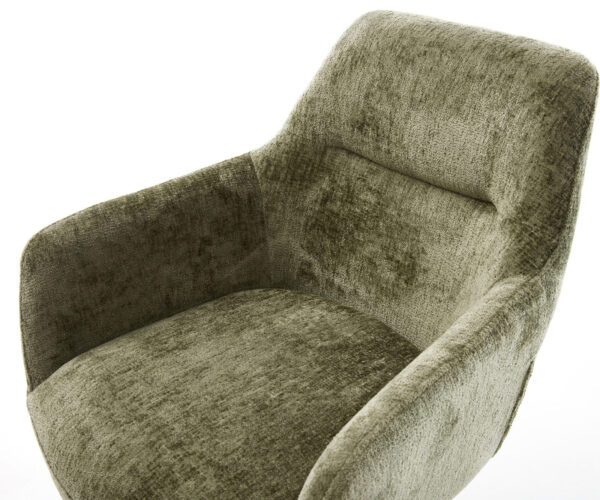 Jedálenská stolička Pejo-Flex 4 nohy zúžené kovové čierne chenille olivové - Image 4