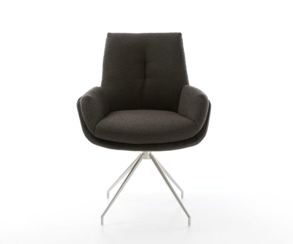 Jedálenská stolička Clea-Flex krížový rám kužeľový nerezový materiálový mix čierny otočný o 180° - Image 2