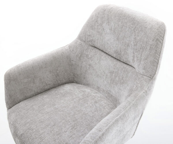 Jedálenská stolička Pejo-Flex krížový podstavec nerezová oceľ chenille strieborno-sivá otočné o 360° - Image 4