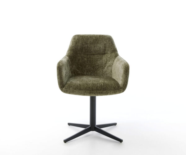 Jedálenská stolička Pejo-Flex krížový kovový čierny chenille olivový, otočný o 360° - Image 2