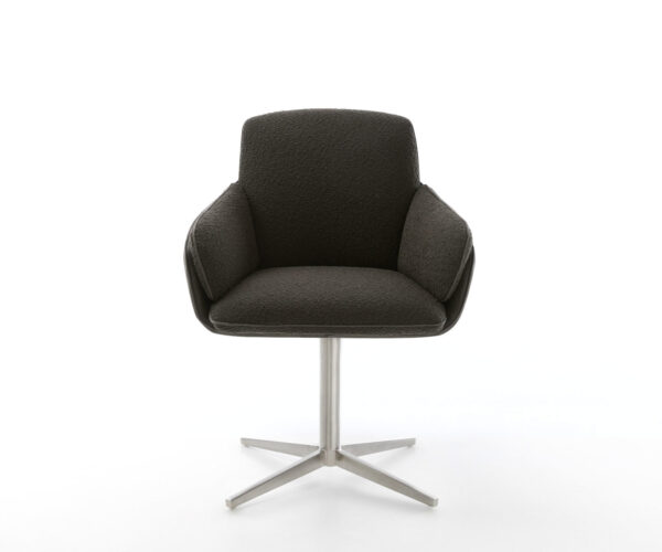 Jedálenská stolička Luan-Flex s podrúčkami, krížová základňa, nerezová oceľ, kombinácia materiálov, čierne, otočné o 360° - Image 2
