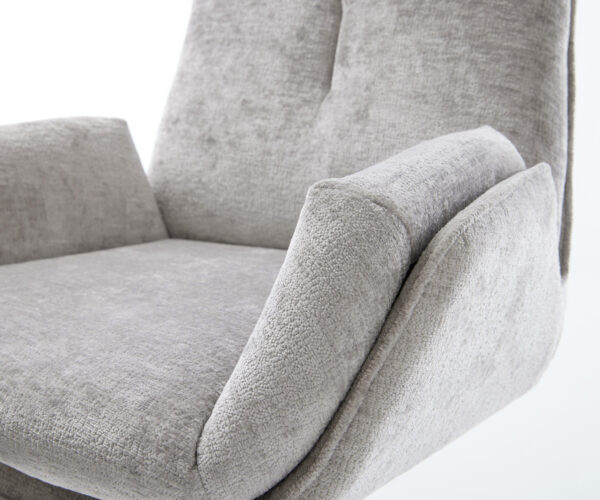 Jedálenská stolička Clea-Flex s podrúčkami, krížový rám, široké, nerezová oceľ, chenille strieborno-sivá, otočné o 360°, funkcia hojdania - Image 4