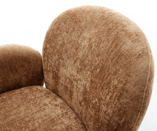 Jedálenská stolička Nube-Flex s podrúčkami, kovový krížový podstavec čierny, chenille hrdzavá, 360° otočný, jadro s vreckovými pružinami - Image 4