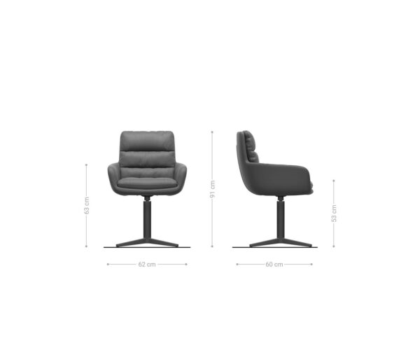 Jedálenská stolička Abelia-Flex s podrúčkami, krížový rám, široký, nerezová oceľ, mix materiálov, čierne, otočné o 360°, funkcia hojdania - Image 6