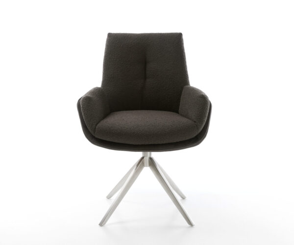 Jedálenská stolička Clea-Flex s podrúčkami, krížový rám, široké, nerezová oceľ, mix materiálov, čierne, otočné o 360°, funkcia hojdačky - Image 2
