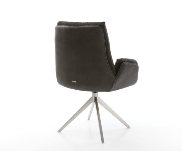 Jedálenská stolička Clea-Flex s podrúčkami, krížový rám, široké, nerezová oceľ, mix materiálov, čierne, otočné o 360°, funkcia hojdačky - Image 5