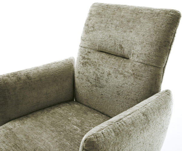 Jedálenská stolička Jova-Flex s podrúčkami, konzolová konštrukcia, okrúhly kov, čierna, chenille olivová, jadro s vreckovými pružinami - Image 4